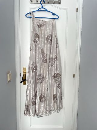 Vestido Zara asimétrico beige y marrón