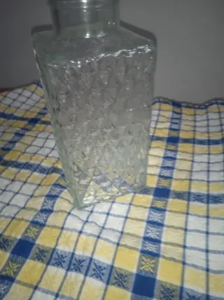 Jarrón Botella Tallado Cristal