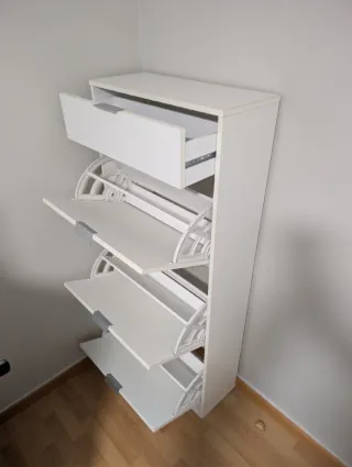 Zapatero de madera blanco con cajón superior