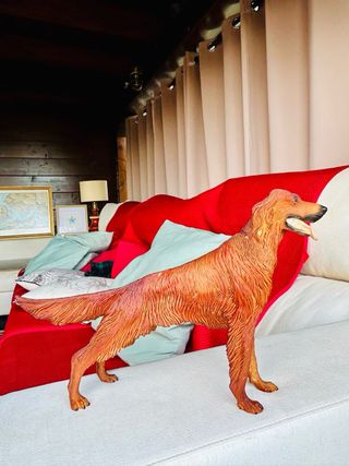 Figura Setter Irlandés vintage Marmolina 36cm