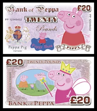 Banconota 20 Pound Peppa Pig Inghilterra