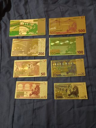 "EURO" SERIE 8 Pz LAMINA D'ORO COLORATI