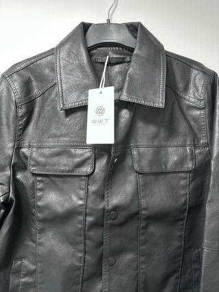 Chaqueta biker efecto piel negra Talla L