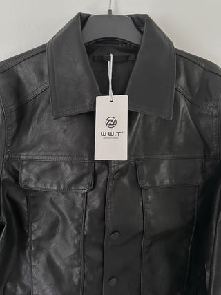 Chaqueta biker efecto piel negra Talla L