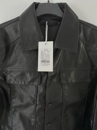 Chaqueta biker efecto piel negra Talla L