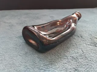 Cenicero botella vidrio marrón decorativo