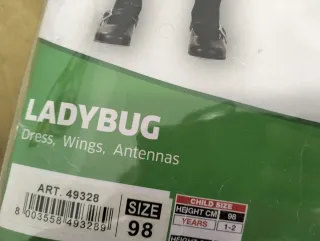 Costume carnevale coccinella bambina 1-2anni 98 cm