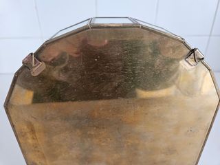 Repisa expositor cristal, espejo y latón