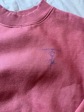 Sudadera rosa con letras azules