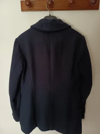 Chaquetón de paño azul Zara