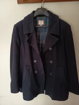 Chaquetón de paño azul Zara