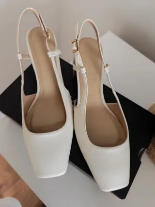 Sandalias blancas tacón Slingback