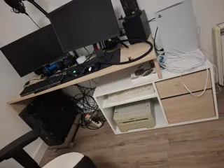 Mesita de noche 2 cajones, cabecero y escritorio