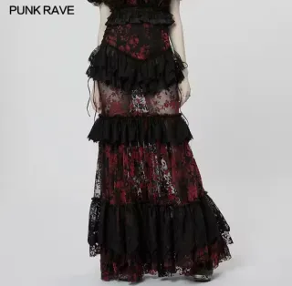 Falda Punk Rave Negro/Rojo
