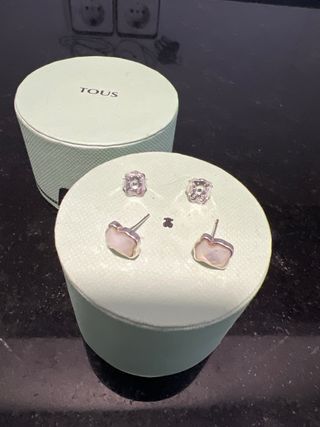 Pendientes Tous Facetados Rosa y Plata