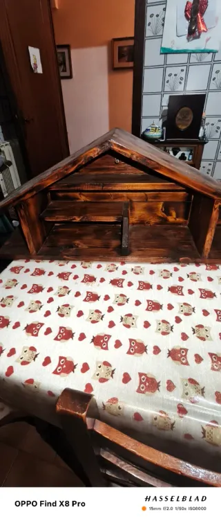 Mangiatoia uccelli legno artigianale