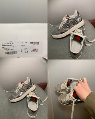 Tenis Gucci Screener Plateados Talla 37