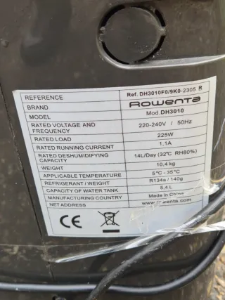 Deshumidificador Rowenta Vitality 14L