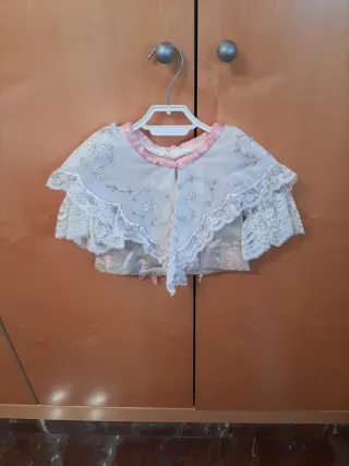Vestido de fallera para niña beige y rosa