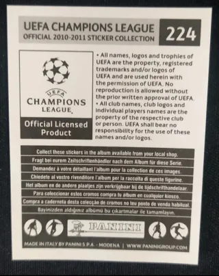 Panini Messi Champions League 2010/2011