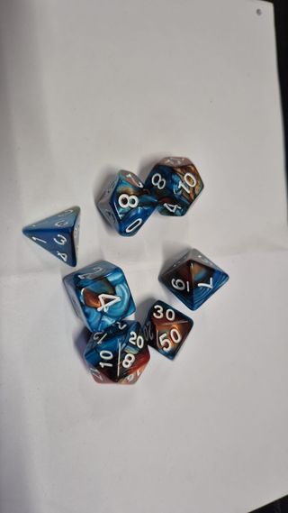 Set Dadi Poliedrici Fantasy Blu e Rame