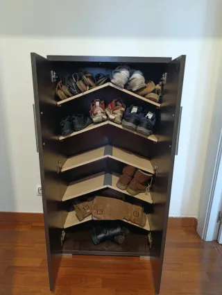 Mueble Zapatero Madera y Cristal