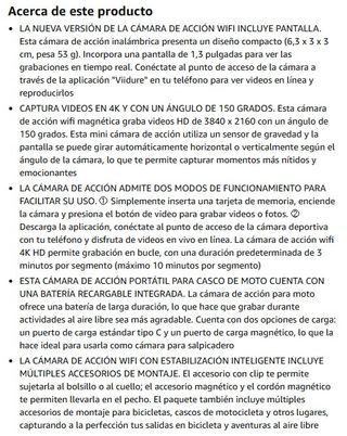 Cámara de Acción WiFi 4K