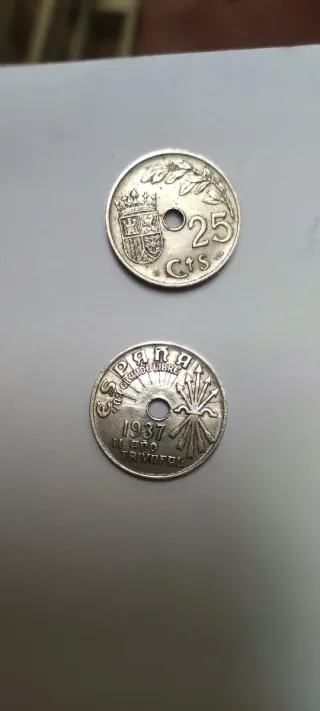 2 Monedas 2,5 Céntimos 1937