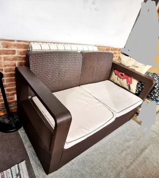 Conjunto 2 Sillones Jardín Marrón y Beige