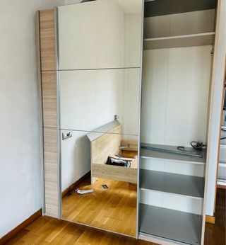 Armario doble madera y cristal