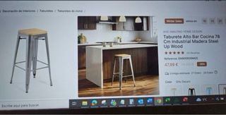 2 Taburetes Diseño Industrial Madera y Metal