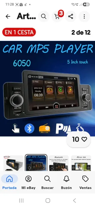 Radio Coche Pantalla 5.1 Bluetooth Mirror Link