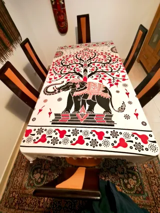 Mesa comedor cristal templado ahumado con 6 sillas