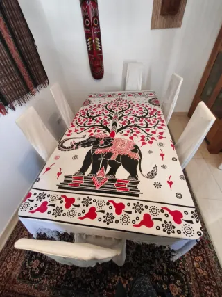 Mesa comedor cristal templado ahumado con 6 sillas