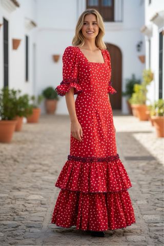 Traje Flamenca Lunares Rojo