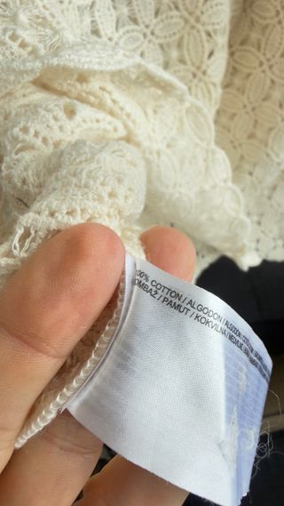 Camisa Mango Beige Encaje