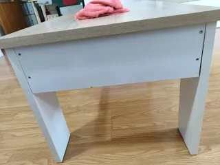 Mesa de centro elevable madera y blanca