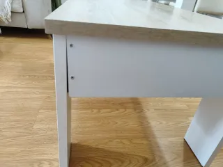 Mesa de centro elevable madera y blanca