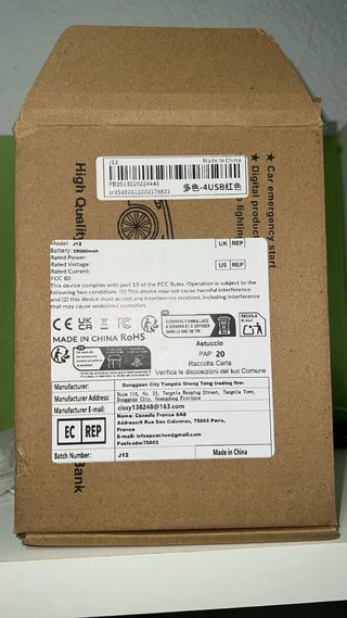 Arrancador de Batería de Coche Portátil