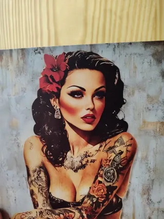 Cartel Metal Pin-up 20x30cm con tara