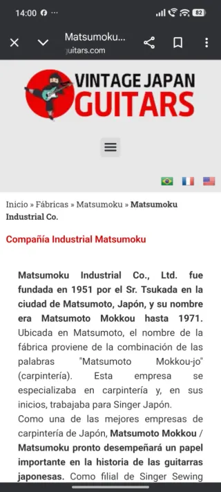 Guitarra SHIRO SG Matsumoku