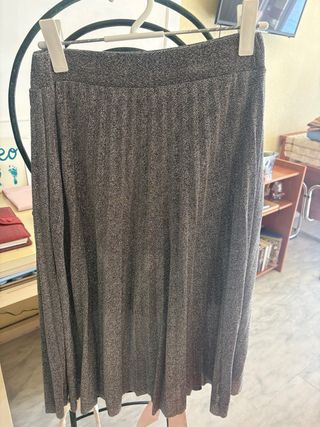 Falda larga gris mujer