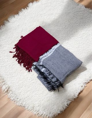 Set 2 sciarpe invernali vintage bordeaux e grigio