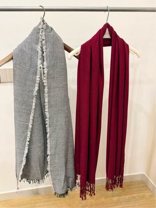 Set 2 sciarpe invernali vintage bordeaux e grigio