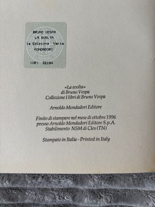 Libro la svolta di Bruno Vespa