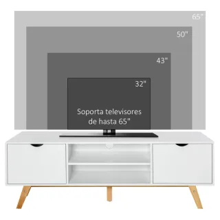 Mesa TV 65 Módulo Blanco y Madera