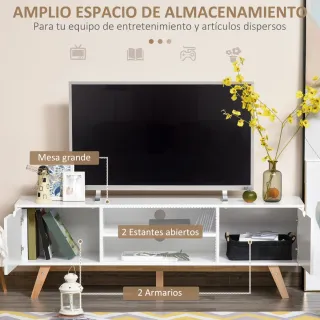 Mesa TV 65 Módulo Blanco y Madera