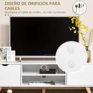 Mesa TV 65 Módulo Blanco y Madera