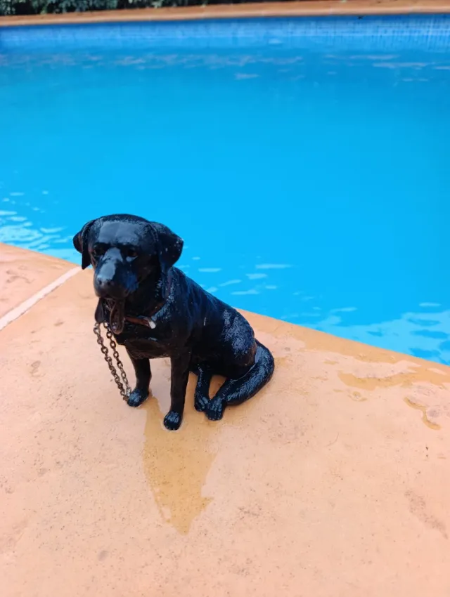 Figura cerámica perro labrador negro