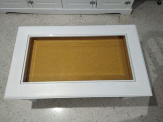 Mesa auxiliar cristal y madera